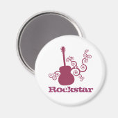Rockstar Guitar Magnet, Fuchsia Magnet (Vorderseite/Rückseite)