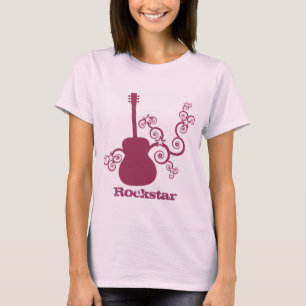 Rockstar Guitar Woman's Shirt, Fuchsia T-Shirt
