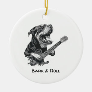 Rockstar Hund Gitarre – Vintage Musik Tier Keramik Ornament