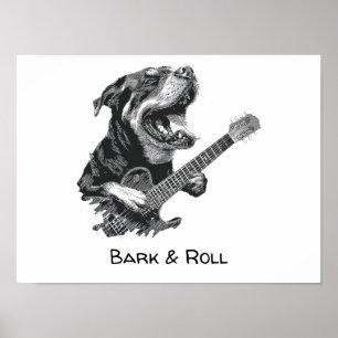 Rockstar Hund Gitarre – Vintage Musik Tier Poster