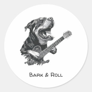 Rockstar Hund Gitarre – Vintage Musik Tier Runder Aufkleber
