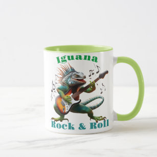 Rockstar Iguana in einem farbenfrohen Musikhochbur Tasse