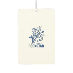 Rockstar-Katze-Gitarre-Vintage-Gravur-Shirt-Design Autolufterfrischer