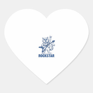 Rockstar-Katze-Gitarre-Vintage-Stickerei-Shirt-Des Herz-Aufkleber