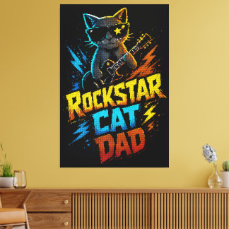 Rockstar Katzenvater Gitarrenliebhaber Leinwanddruck