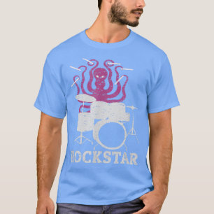Rockstar Kids Vintage-Musik Oktopus Drummer T-Shirt