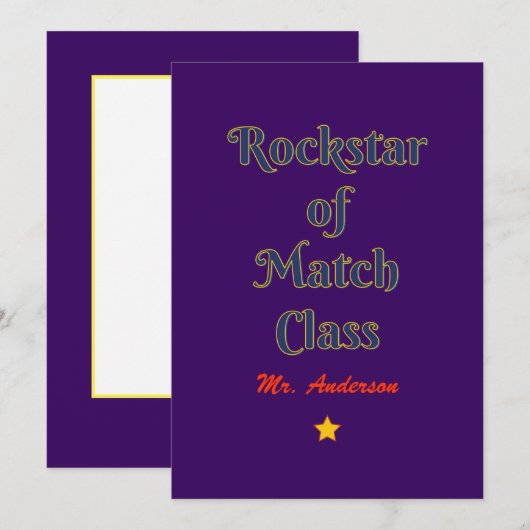 Rockstar-Klasse Dankeskarte (Vorne/Hinten)