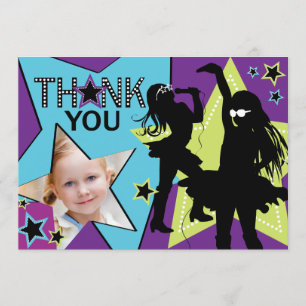 Rockstar-Mädchen-Band danken Ihnen Aqua-Grün Dankeskarte