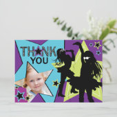 Rockstar-Mädchen-Band danken Ihnen Aqua-Grün Dankeskarte (Stehend Vorderseite)