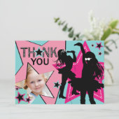 Rockstar-Mädchen-Band danken Ihnen Aqua-Rosa Dankeskarte (Stehend Vorderseite)