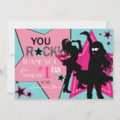 Rockstar-Mädchen-Band danken Ihnen Aqua-Rosa Dankeskarte (Rückseite)