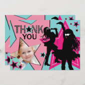 Rockstar-Mädchen-Band danken Ihnen Aqua-Rosa Dankeskarte (Vorne/Hinten)