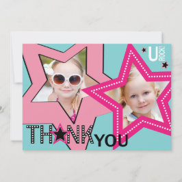 Rockstar-Mädchen-Band danken Ihnen Aqua-Rosa Dankeskarte
