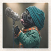 Rockstar-Mops: Bereit für den Charme Glasuntersetzer (Vorderseite)