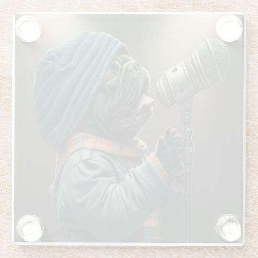 Rockstar-Mops: Bereit für den Charme Glasuntersetzer (Rückseite)