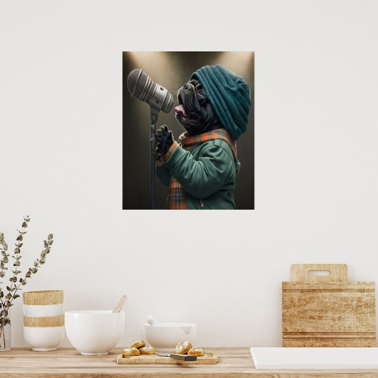 Rockstar Mops Bereit für den Charme Poster (Küche)