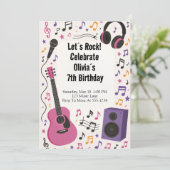 Rockstar Music birthday  Einladung (Stehend Vorderseite)