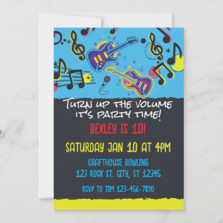 Rockstar Neon Geburtstagsparty Einladung