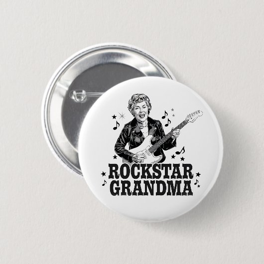 Rockstar Oma - Spaß und Retro Music Design Button (Vorne & Hinten)