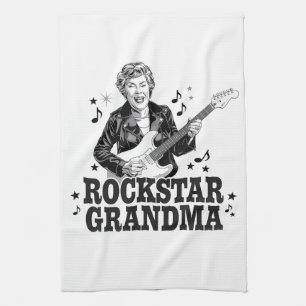 Rockstar Oma - Spaß und Retro Music Design Geschirrtuch