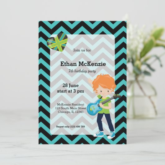 Rockstar-Party Einladung (Stehend Vorderseite)