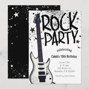 Rockstar-Party-Gitarre-Geburtstags-Event-Einladung Einladung