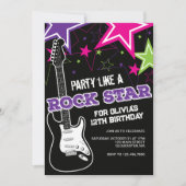 Rockstar Pink lila Gitarre Geburtstag Einladung (Vorderseite)