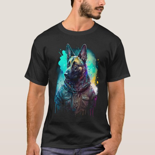 Rockstar portrait Belgian Malinois T-Shirt (Vorderseite)