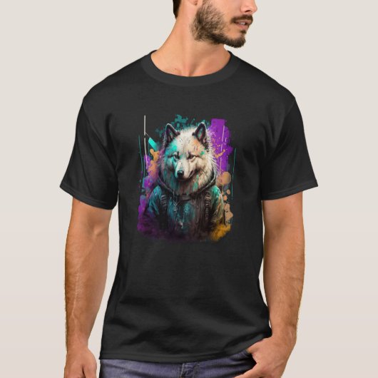 Rockstar portrait Samoyed T-Shirt (Vorderseite)