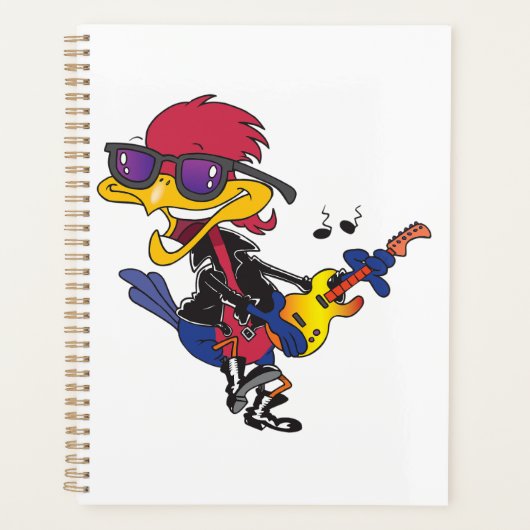 Rockstar Roadrunner Bird Playing Guitar Planer (Vorderseite)