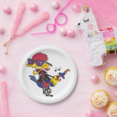 Rockstar-Roadrunner-Vogel mit Gitarre Pappteller (Party)