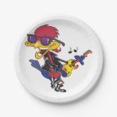 Rockstar-Roadrunner-Vogel mit Gitarre Pappteller (Vorderseite)