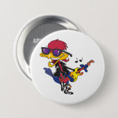 Rockstar-Roadrunner-Vogel spielt Gitarre Button (Vorne & Hinten)