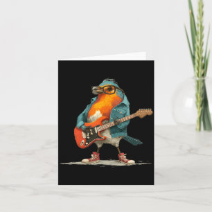 Rockstar-Robin-Vogel mit Jacke und E-Gitarre Karte