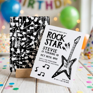 Rockstar Rock 'n' Roll Gitarre Geburtstag Einladung