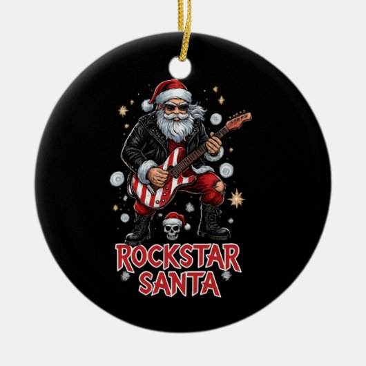Rockstar Santa Ceramic Ornament (Vorne)