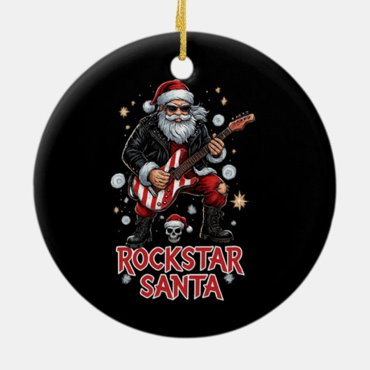 Rockstar Santa Ceramic Ornament (Hinten)