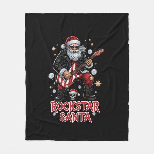 Rockstar Santa Fleece Blanket (Vorderseite)