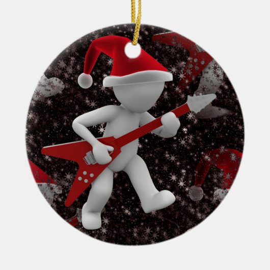 Rockstar Santa Keramik Ornament (Vorne)