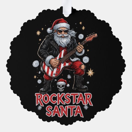 Rockstar Santa Paper Ornament (Rückseite)
