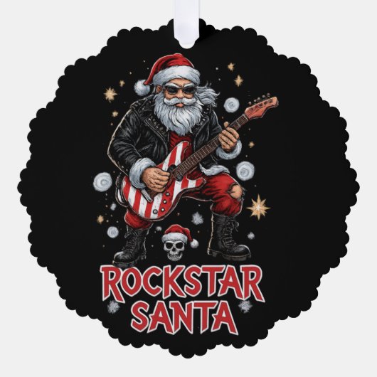 Rockstar Santa Paper Ornament (Vorderseite)