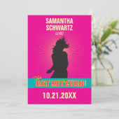 Rockstar-Schläger Mitzvah Einladung im Pink (Stehend Vorderseite)