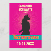 Rockstar-Schläger Mitzvah Einladung im Pink