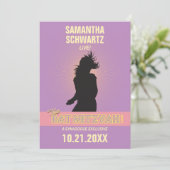 Rockstar-Schläger Mitzvah Einladung-Lila Rosa Einladung (Stehend Vorderseite)