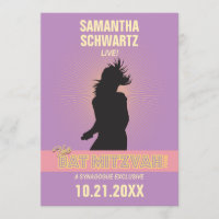 Rockstar-Schläger Mitzvah Einladung-Lila Rosa
