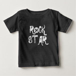 Rockstar Schwarz Weiß Totenkopf Text Rocker Metal Baby T-shirt