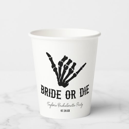 Rockstar Skeleton Junggeselinnen-Abschied überbrüc Pappbecher (Rückseite)