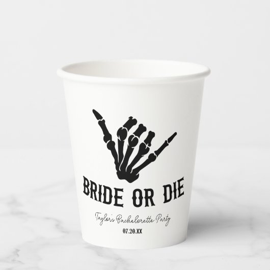 Rockstar Skeleton Junggeselinnen-Abschied überbrüc Pappbecher (Vorderseite)
