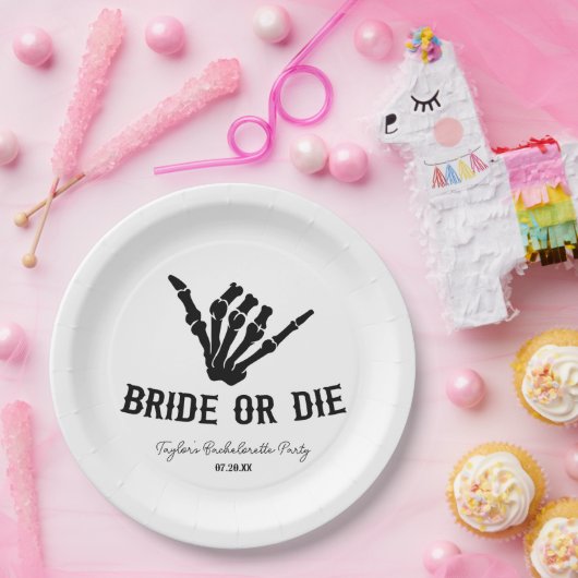 Rockstar Skeleton Junggeselinnen-Abschied überbrüc Pappteller (Party)