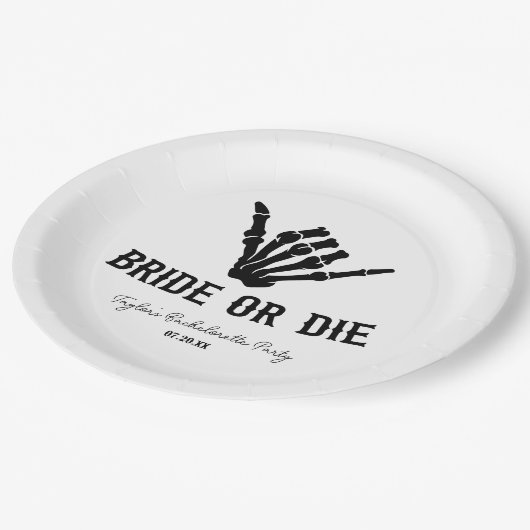 Rockstar Skeleton Junggeselinnen-Abschied überbrüc Pappteller (Schrägansicht)